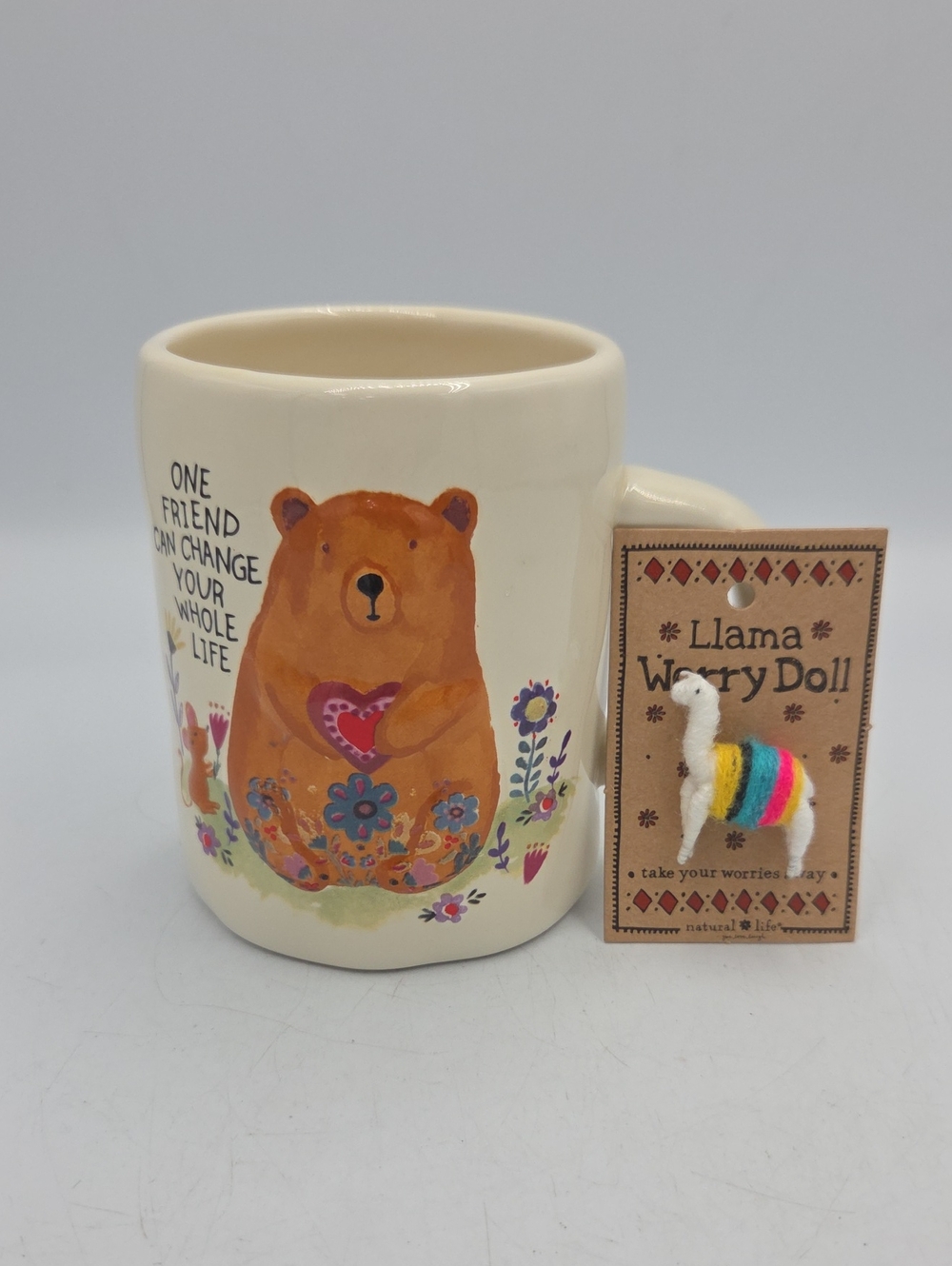 NATURAL LIFE  Ceramic Mug With Llama Worry Doll